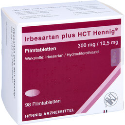 Abbildung: Irbesartan plus HCT Hennig 300 mg / 12,5 mg Filmtab. 98 St, Filmtabletten PZN 09782814