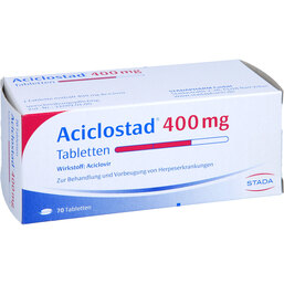 Abbildung: Aciclostad 400 mg Tabletten 70 St, Tabletten PZN 09885046
