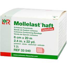 Abbildung: Mollelast haft latexfrei 6cmx20m gedehnt rot 1 St, Binden PZN 09885974