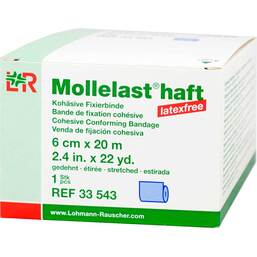 Abbildung: Mollelast haft latexfrei 6cmx20m gedehnt blau 1 St, Binden PZN 09886005