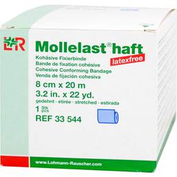 Abbildung: Mollelast haft latexfrei 8cmx20m gedehnt blau 1 St, Binden PZN 09886011