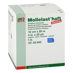 Abbildung: Mollelast haft latexfrei 10cmx20m gedehnt blau 1 St, Binden PZN 09886028