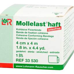 Abbildung: Mollelast haft latexfrei 4cmx4m gedehnt weiß 1 St, Binden PZN 09886092