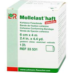 Abbildung: Mollelast haft latexfrei 6cmx4m gedehnt weiß 1 St, Binden PZN 09886100