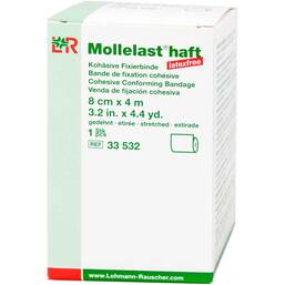 Abbildung: Mollelast haft latexfrei 8cmx4m gedehnt weiß 1 St, Binden PZN 09886117
