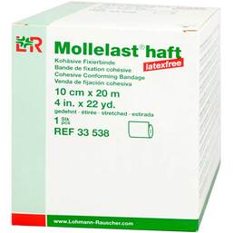 Abbildung: Mollelast haft latexfrei 10cmx20m gedehnt weiß 1 St, Binden PZN 09886181