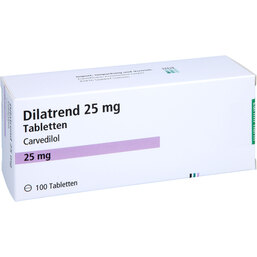 Abbildung: Dilatrend 25 mg Tabletten 100 St, Tabletten PZN 09888151