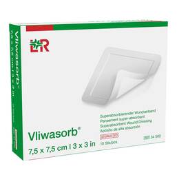 Abbildung: Vliwasorb superabsorb.Wundverband 7,5x7,5 cm steril 10 St, Kompressen PZN 09888470