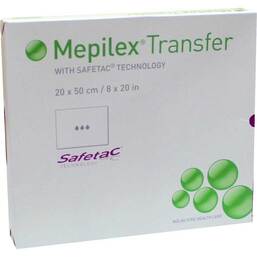 Abbildung: Mepilex Transfer Wundverband 20X50cm steril 4 St, Verband PZN 09891673