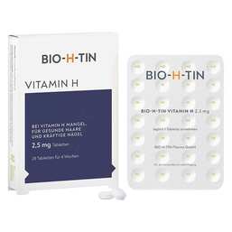 Abbildung: Bio-H-Tin Vitamin H 2,5 mg für 4 Wochen Tabletten Tabletten, 28 St PZN 09900426
