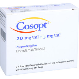 Abbildung: Cosopt 20 mg / ml + 5 mg / ml Augentropfen 3X5 ml, Augentropfen PZN 09900604