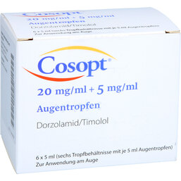 Abbildung: Cosopt 20 mg / ml + 5 mg / ml Augentropfen 6X5 ml, Augentropfen PZN 09900610