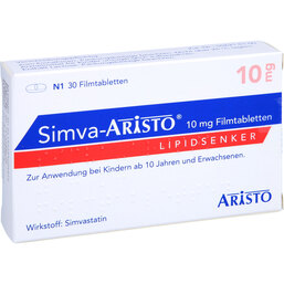 Abbildung: Simva Aristo 10 mg Filmtabletten 30 St, Filmtabletten PZN 09900662