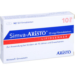 Abbildung: Simva Aristo 10 mg Filmtabletten 50 St, Filmtabletten PZN 09900679