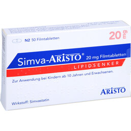 Abbildung: Simva Aristo 20 mg Filmtabletten 50 St, Filmtabletten PZN 09900716