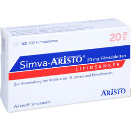 Abbildung: Simva Aristo 20 mg Filmtabletten 100 St, Filmtabletten PZN 09900722