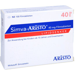 Abbildung: Simva Aristo 40 mg Filmtabletten 100 St, Filmtabletten PZN 09900751