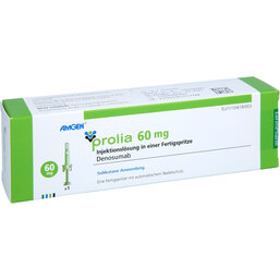 Abbildung: Prolia 60 mg Injektionslösung in einer Fertigspritze mit Ans 1 St, Injektionslösung PZN 09920920