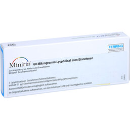 Abbildung: Minirin 60 Mikrogramm Lyophilisat zum Einnehmen 30 St, Schmelztabletten PZN 09921500