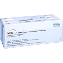 Abbildung: Minirin 60 Mikrogramm Lyophilisat zum Einnehmen 90 St, Schmelztabletten PZN 09921517