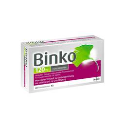 Abbildung: Binko 120 mg Filmtabletten Filmtabletten, 60 St PZN 09922008