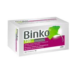 Abbildung: Binko 120 mg Filmtabletten Filmtabletten, 120 St PZN 09922014