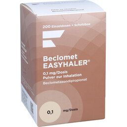 Abbildung: Beclomet Easyhaler 0,1 mg 200 Hub Starterkit 1 St, Inhalationspulver PZN 09923373