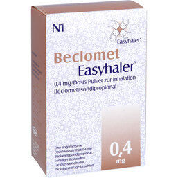 Abbildung: Beclomet Easyhaler 0,4 mg 100 Hub Inhalationspulv. 1 St, Inhalationspulver PZN 09923427