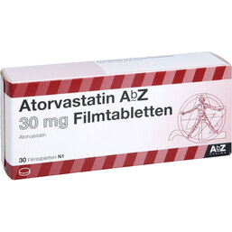 Abbildung: Atorvastatin AbZ 30 mg Filmtabletten 30 St, Filmtabletten PZN 09924579