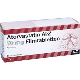 Abbildung: Atorvastatin AbZ 30 mg Filmtabletten 50 St, Filmtabletten PZN 09924585