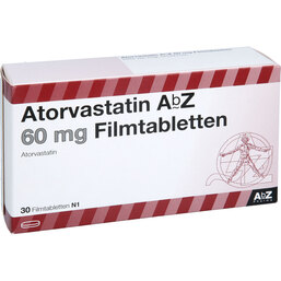 Abbildung: Atorvastatin AbZ 60 mg Filmtabletten 30 St, Filmtabletten PZN 09924616