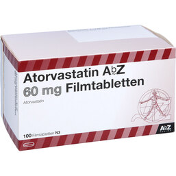 Abbildung: Atorvastatin AbZ 60 mg Filmtabletten 100 St, Filmtabletten PZN 09924639
