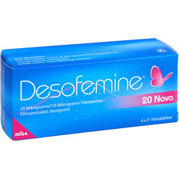 Abbildung: Desofemine 20 Nova 20 µg / 150 µg Filmtabletten 6X21 St, Filmtabletten PZN 09925633