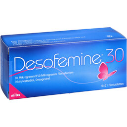 Abbildung: Desofemine 30 30 µg / 150 µg Filmtabletten 6X21 St, Filmtabletten PZN 09925679