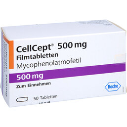 Abbildung: Cellcept 500 mg Filmtabletten 50 St, Filmtabletten PZN 09929625