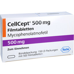Abbildung: Cellcept 500 mg Filmtabletten 150 St, Filmtabletten PZN 09929631