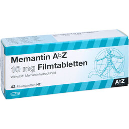 Abbildung: Memantin AbZ 10 mg Filmtabletten 42 St, Filmtabletten PZN 09929714