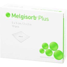 Abbildung: Melgisorb Plus Alginat Verband 5x5 cm steril 10 St, Verband PZN 09932656