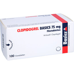 Abbildung: Clopidogrel Basics 75 mg Filmtabletten 100 St, Filmtabletten PZN 09942436