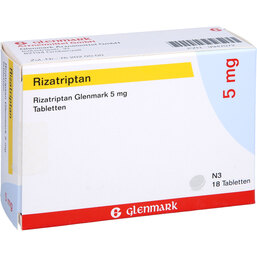 Abbildung: Rizatriptan Glenmark 5 mg Tabletten 18 St, Tabletten PZN 09947072