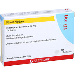 Abbildung: Rizatriptan Glenmark 10 mg Tabletten 3 St, Tabletten PZN 09947089