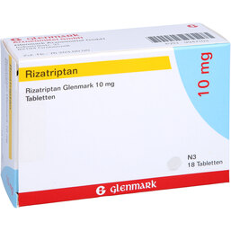 Abbildung: Rizatriptan Glenmark 10 mg Tabletten 18 St, Tabletten PZN 09947103
