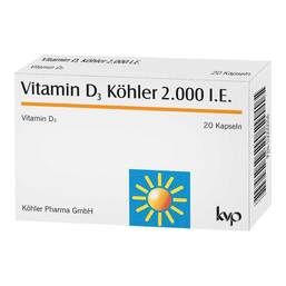 Abbildung: Vitamin D3 Köhler 2000 IE Kapseln Kapseln, 20 St PZN 10005056