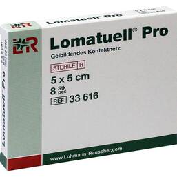Abbildung: Lomatuell Pro 5x5 cm steril 8 St, Verband PZN 10005091