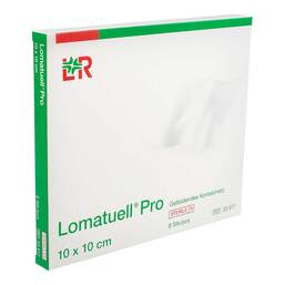 Abbildung: Lomatuell Pro 10x10 cm steril 8 St, Verband PZN 10005116