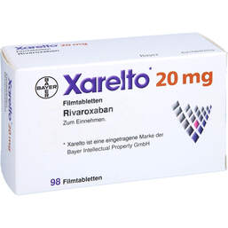 Abbildung: Xarelto 20 mg Filmtabletten 98 St, Filmtabletten PZN 10005932