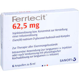Abbildung: Ferrlecit 62,5 mg Ampullen 6X5 ml, Ampullen PZN 10012122