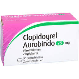 Abbildung: Clopidogrel Aurobindo 75 mg Filmtabletten 50 St, Filmtabletten PZN 10012748