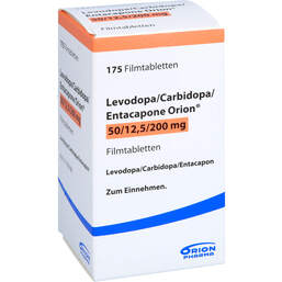 Abbildung: Levodopa / Carbidopa / Entacapone Orion 50 / 12,5 / 200 175 St, Filmtabletten PZN 10018260