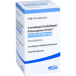 Abbildung: Levodopa / Carbidopa / Entacapone Orion 75 / 18,75 / 200 175 St, Filmtabletten PZN 10018277